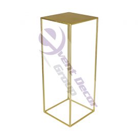 Gold Metal Rectangle Flower Stand Table Pedestal 70cm