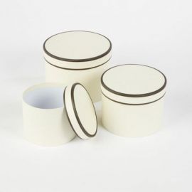 Oasis® Round Couture Hat Box (Set of 3) - Cream w/ Black Piping