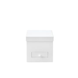 WHITE SQUARE FLOWER BOX LINED WITH DRAWER