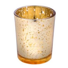 Glass Medium Gold Candle T Light Holder 70x90mm