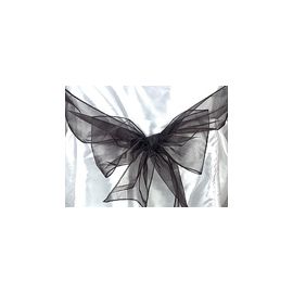 Black Shimmer Organza Chair Cover Sashes 8"x108"