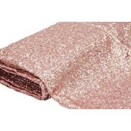 120 Inch Round Blush Pink Sequin Tablecloth / Overlay