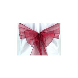 Burgundy Shimmer Organza Chair Cover Sashes 8"x108"