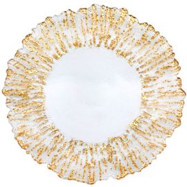 Gold Foil Reef Edge Glass  Charger Plate  GP0238G
