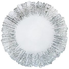 Silver Foil Reef Edge Glass Charger Plate GP0238S