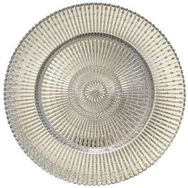 Silver/Clear Sun Ray Glass Charger Plate to buy