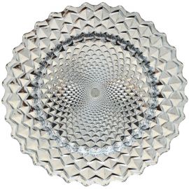 Silver Spiral Pattern Band Glass Charger Plate to buy