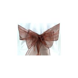 Chocolate Brown Shimmer Organza Chair Cover Sashes 8"x108"