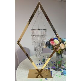 100 cm Shiny Gold Diamond Stand With Chandelier Centrepiece 