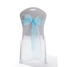 Tiffany Blue Crystal Organza Chair Cover Sashes 8" x 108