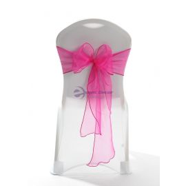 Hot Pink Crystal Organza Wedding Chair Cover Sashes 8" x 108"