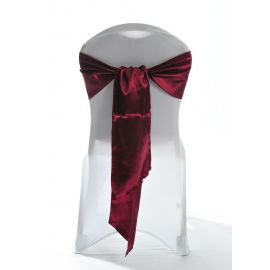 Burgundy Satin Wedding Chair Cover Sash 8" x 108"