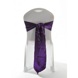 Cadbury Purple Satin Wedding Chair Cover Sash 8" x 108"