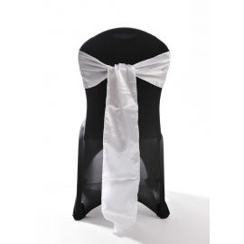 White Satin Wedding Chair Cover Sash 8" x 108"