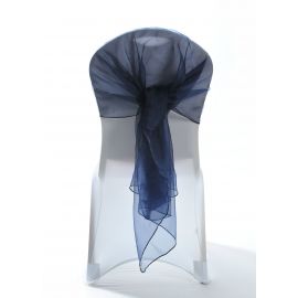 Navy Crystal Organza Chair Cover Hoods Wrap
