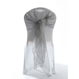 Dark Silver Crystal Organza Chair Cover Hoods Wraps