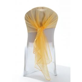 Gold Crystal Organza Chair Cover Hoods Wrap
