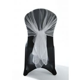 White Crystal Organza Chair Cover Hoods  Wraps