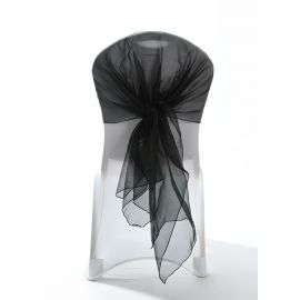 Black Crystal Organza Chair Cover Hoods Wrap 110cmx130cm