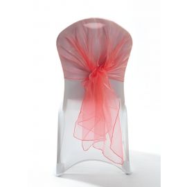 Coral Crystal Organza Chair Cover Hood Wrap 
