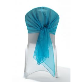 Teal Crystal Organza Chair Cover Hoods Wrap