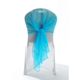 Turquoise Crystal Organza Chair Cover Hoods Wrap