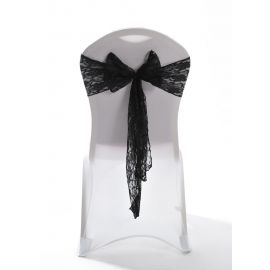 Black Lace Wedding Chair Cover Sashes