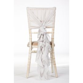 Silver Chiffon Fancy Chiavari Chair Wedding Hood & Ruffle Tail Set