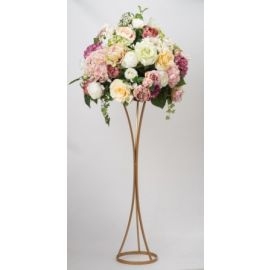French Gold Metal Flower Stand Table Pedestal Trumpet Shape 100cm with plate on Top