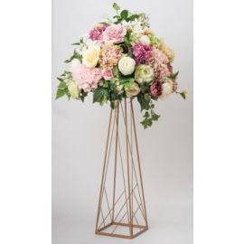60cm Geometric Gold Trapezoid Metal Flower Stand 