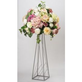 80cm Geometric Silver Trapezoid Metal Flower Stand 