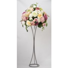 Silver Metal  Flower Stand Table Pedestal Trumpet Shape 100cm with plate on Top