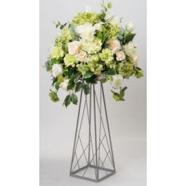 60cm Geometric Silver Trapezoid Metal Flower Stand 