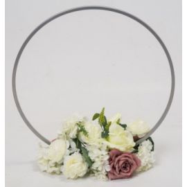 Silver Metal Table Hoop Flower Stand Table 50cm