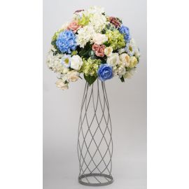 80cm Geometric Silver Twirling Metal Flower Stand (fatty)