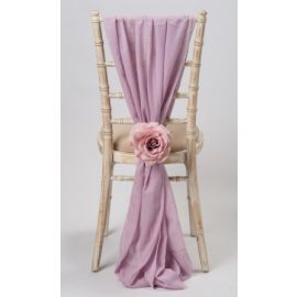 Dusky Lilac Chiavari Chair Cover Wedding Chiffon Vertical Drops 
