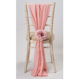 Blossom Peach Chiavari Chair Cover Wedding Chiffon Vertical Drops 