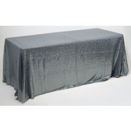 90x132 Inch Grey Rectangular Sequin Tablecloth / Overlay