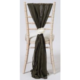 Moss Green Chiavari Chair Cover Wedding Chiffon Vertical Drops 