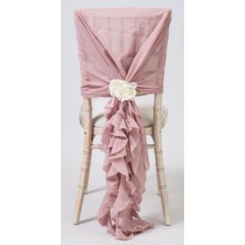 Pale Pink Chiffon Fancy Chiavari Chair Wedding Hood & Ruffle Tail Set