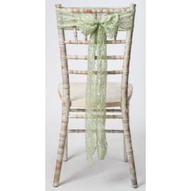 Sage Green Lace Vintage Wedding Chair Cover Sashes 8" x 108"