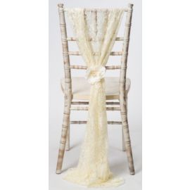 Ivory Lace Chiavari Chair Cover Wedding  Vertical Drops 