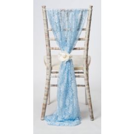 Light Blue Lace Chiavari Chair Cover Wedding  Vertical Drops 