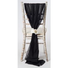 Black Chiavari Chair Cover Wedding Chiffon Vertical Drops 