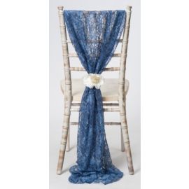 Moonlight Blue Lace Chiavari Chair Cover Wedding  Vertical Drops 