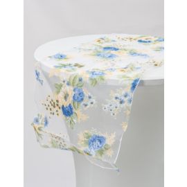 Blue Floral Runners With Yellow Floral  Organza Table Runners 14"x108"