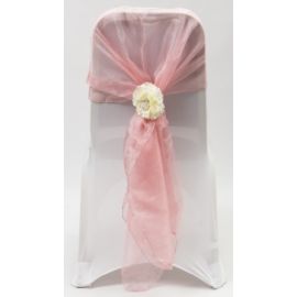 Dusky Pink Crystal Organza Chair Cover Hoods Wrap