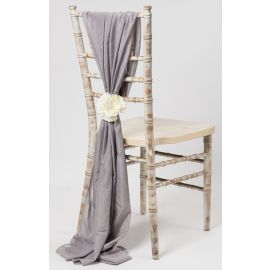 Pewter Silver Grey  Chiavari Chair Cover Wedding Chiffon Vertical Drops  