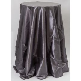 132" Inch Round Platinum Grey Taffeta Tablecloth