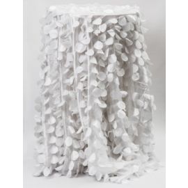 132" Inch Round White Petal Taffeta Tablecloth